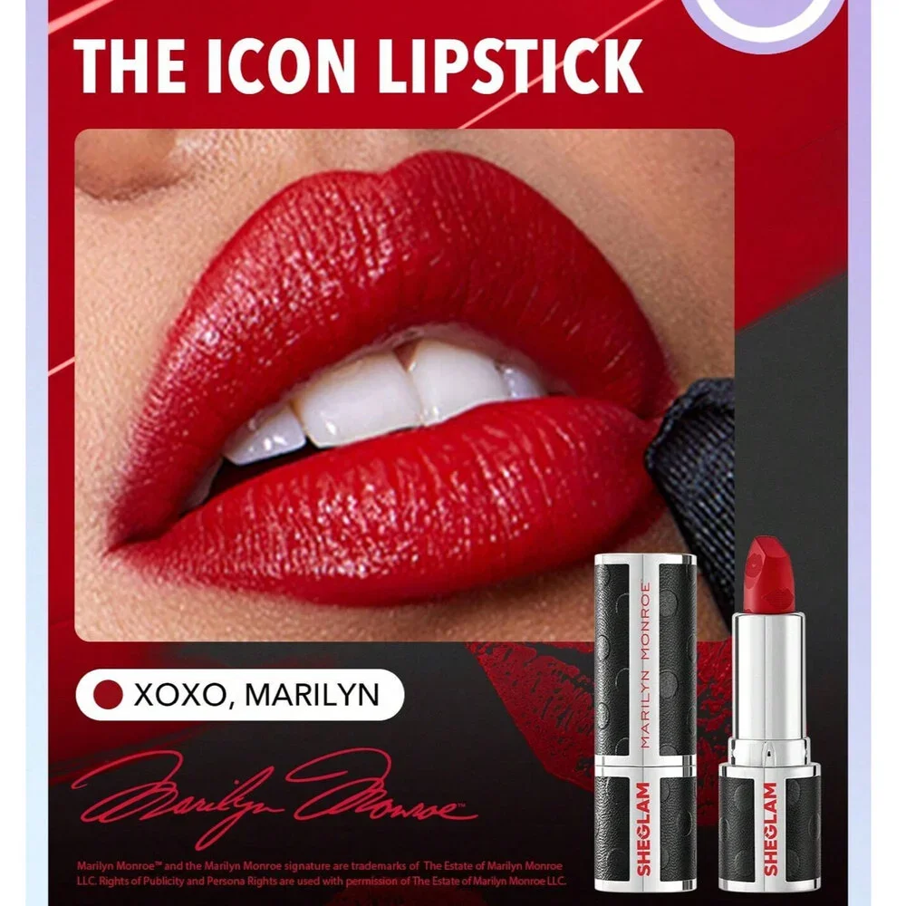 Marilyn Monroe The Icon Lipstick in XOXO Marilyn 0.12 oz 3.5g Red Lip Sheglam